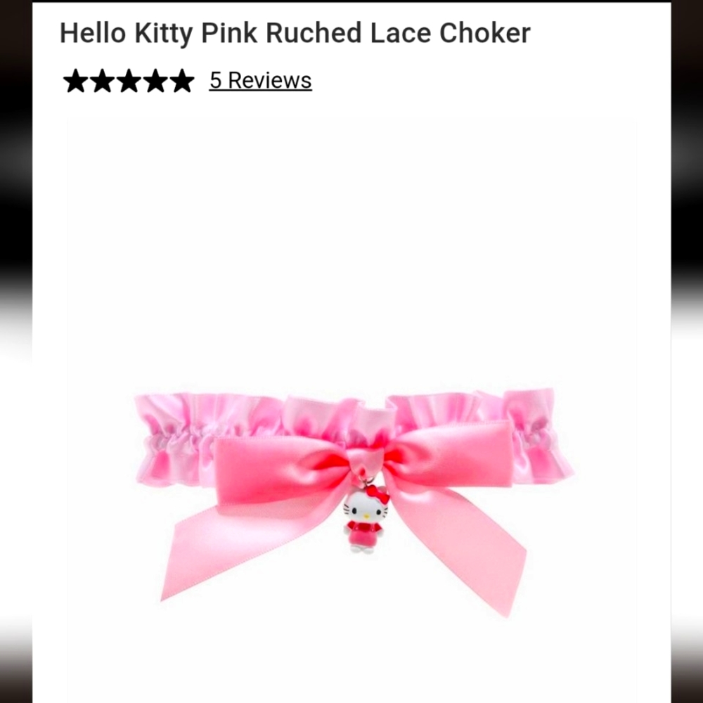 Hello Kitty Pink Ruched Lace Choker